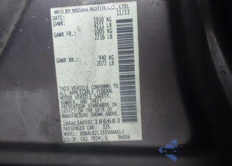 2014 Nissan Altima 2.5 S from USA, damaged, VIN 1N4AL3APXEC186683